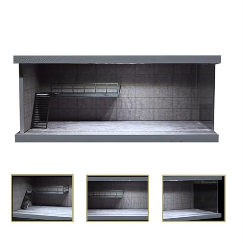 1:64 Diorama Diecast Auto Garage Modell mit LED Lichit, Doppelstock-Parkplatz Szene Modell Display Case, Auto Showroom Modellsammlung mit Acrylabdeckung, für Hot Wheels Garage Vitrine(FC-02) von NUEIOVRW