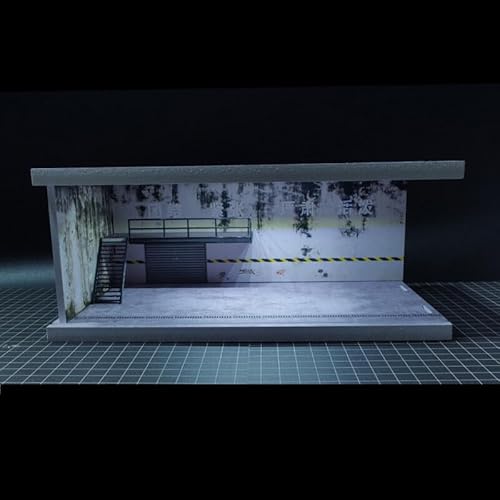 1:64 Diorama Auto Garage Modell, Druckguss Modell Auto Display Box Szene, Beleuchtung Auto Showroom Modellsammlung, Parkplatz-Szene mit Acrylabdeckung, für Büro oder Wohnzimmer(FC-04) von NUEIOVRW