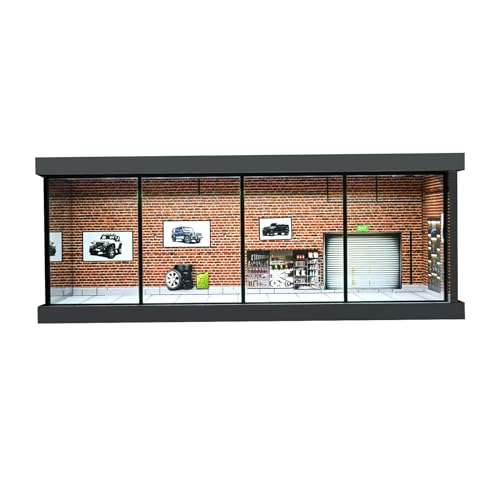 Diorama Parkplatz-Modellauto im Maßstab 1:43 mit Licht, Druckguss-Auto-Garage-Vitrine, Für Hot Wheels Display, Szene Modellauto Vitrine (Red Brick) von NUEIOVRW