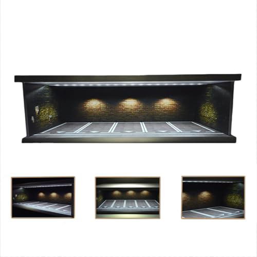 NUEIOVRW 1/43 Diorama-Auto-Garagenmodell mit LED-Licht, für Druckguss-Modellautos im Maßstab 1:43 und Hot Wheels Garage, Stadtauto-Parkplatz-Szenen-Vitrine, Modell, mit Acryl-Abdeckung NUEIOVRW 1/43 Diorama-Auto-Garagenmodell mit LED-Licht, für Druckguss-Modellautos im Maßstab 1:43 und Hot Wheels Garage, Stadtauto-Parkplatz-Szenen-Vitrine, Modell, mit Acryl-Abdeckung von NUEIOVRW
