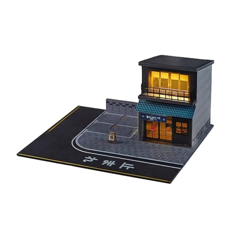 NUEIOVRW 1/64 Diorama Garage Modell, LED-Beleuchtung Japanisch Parkplatz Szene Modell Vitrine, 1/64 Diecast Auto Garage Display Case, Modellautos Szene Vitrine, Sammlung Geschenk von NUEIOVRW