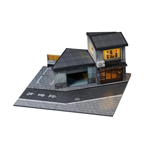 NUEIOVRW 1/64 Diorama Garage Modell, LED-Beleuchtung Japanisch Parkplatz Szene Modell Vitrine, Diecast Auto Garage Display Case, Modellautos Szene Vitrine, Sammlung Geschenk (Grocery Store) von NUEIOVRW