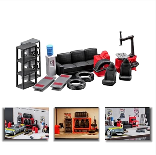 NUEIOVRW 1 Set 1/64 Diorama-Werkbankmodell, Schrankmodell-Set für Garagenwerkstatt-Reparaturszenen,Modell für Parkplatz-Diorama-Szenen, Zubehör für Diecast Modellautos Display (12PC) von NUEIOVRW
