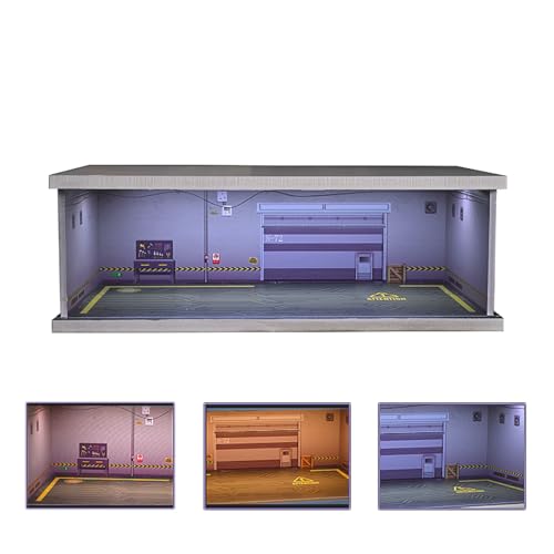 NUEIOVRW 1:43 Diorama Garage Modell, Dreifarbige Beleuchtung Modellautos Vitrine, Stadt Parkplatz Szene Display Case, Diecast-Garage mit Einstellbarer Helligkeit, Showroom Modell (Underground Garage) von NUEIOVRW
