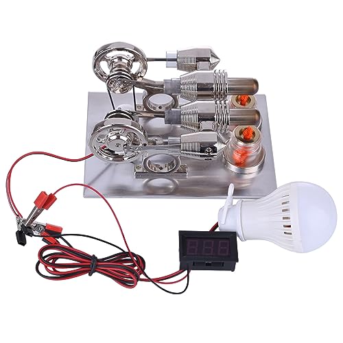 NUGEN Dual Heizzylinder Dual Power Zylinder Stirling Motor Generator Modell, Generator Modell Stirling Motor Modell Kit, Wissenschaft Experiment Bildungs Spielzeug für Kinder Erwachsene von NUGEN