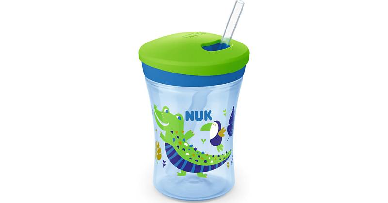 NUK Action Cup mit Chamäleon Effekt, 230ml, weicher Trinkhalm, auslaufsicher, ab 12 Monaten, grün Gr. 220 von NUK
