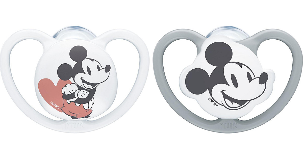 NUK Disney Minnie Mouse Space Silikon-Schnuller, kiefergerechte Form, 18-36 Monate, 2 Stück, grau & weiß NUK Disney Minnie Mouse Space Silikon-Schnuller, kiefergerechte Form, 18-36 Monate, 2 Stück, grau & weiß von NUK