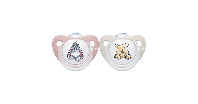 NUK Disney Winnie Puuh Trendline Silikon-Schnuller, kiefergerechte Form, 0-6 Monate, 2 Stück, Beige & Rosa beige/rosa von NUK