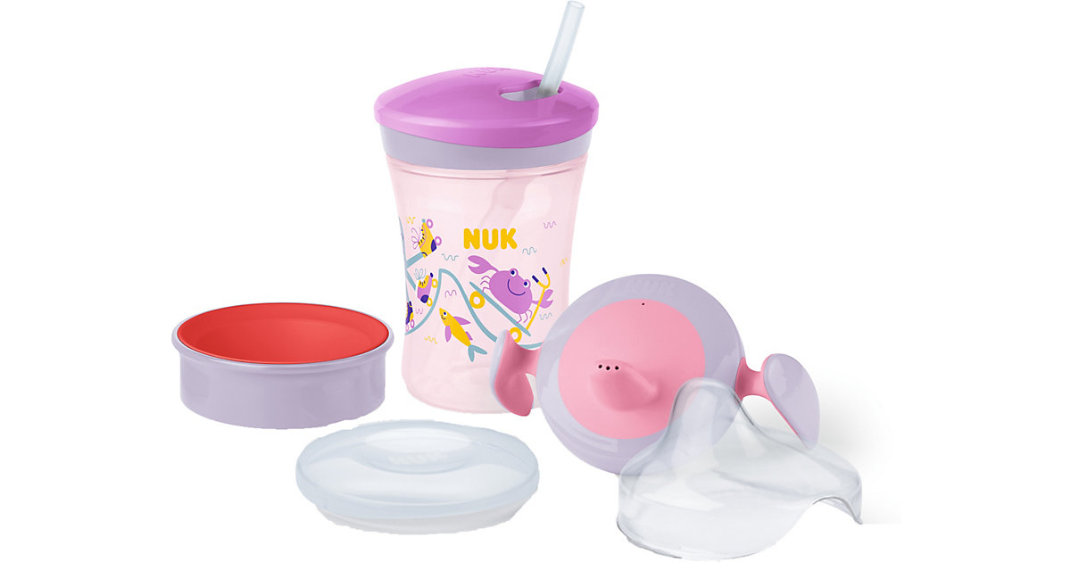 NUK Trinklernset 230ml, Geschenkbox mit unterschiedlichen Trinkaufsätzen, auslaufsicher, ab 6 Monaten, lila & rosa NUK Trinklernset 230ml, Geschenkbox mit unterschiedlichen Trinkaufsätzen, auslaufsicher, ab 6 Monaten, lila & rosa von NUK