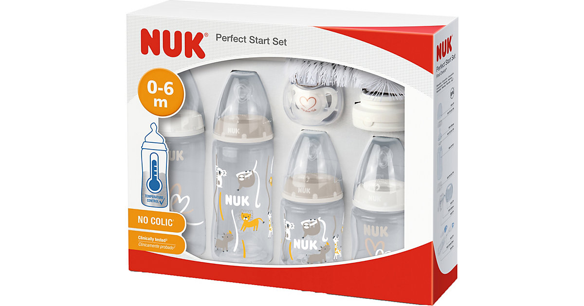NUK First Choice+ Perfect Start Set PP mit Temperature Control Anzeige, Erstausstattung mit First Choice+ Babyflaschen, 0-6 Monate, weiß & beige NUK First Choice+ Perfect Start Set PP mit Temperature Control Anzeige, Erstausstattung mit First Choice+ Babyflaschen, 0-6 Monate, weiß & beige von NUK
