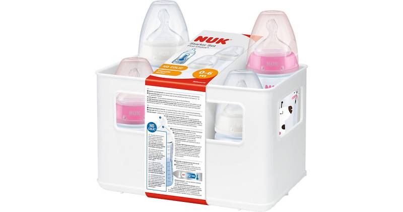 NUK First Choice+ Starter Set mit Temperature Control, Flaschenbox mit 4 Babyflaschen, 0-6 Monate, rosa & weiß rosa/weiß von NUK