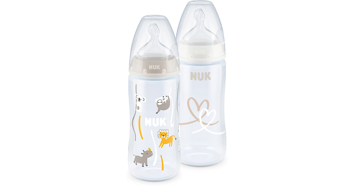 NUK First Choice+ Twin Set mit Temperature Control, kiefergerechter Trinksauger, 2x 300ml Flaschen, 0-6 Monate, beige & weiß beige/weiß NUK First Choice+ Twin Set mit Temperature Control, kiefergerechter Trinksauger, 2x 300ml Flaschen, 0-6 Monate, beige & weiß beige/weiß von NUK