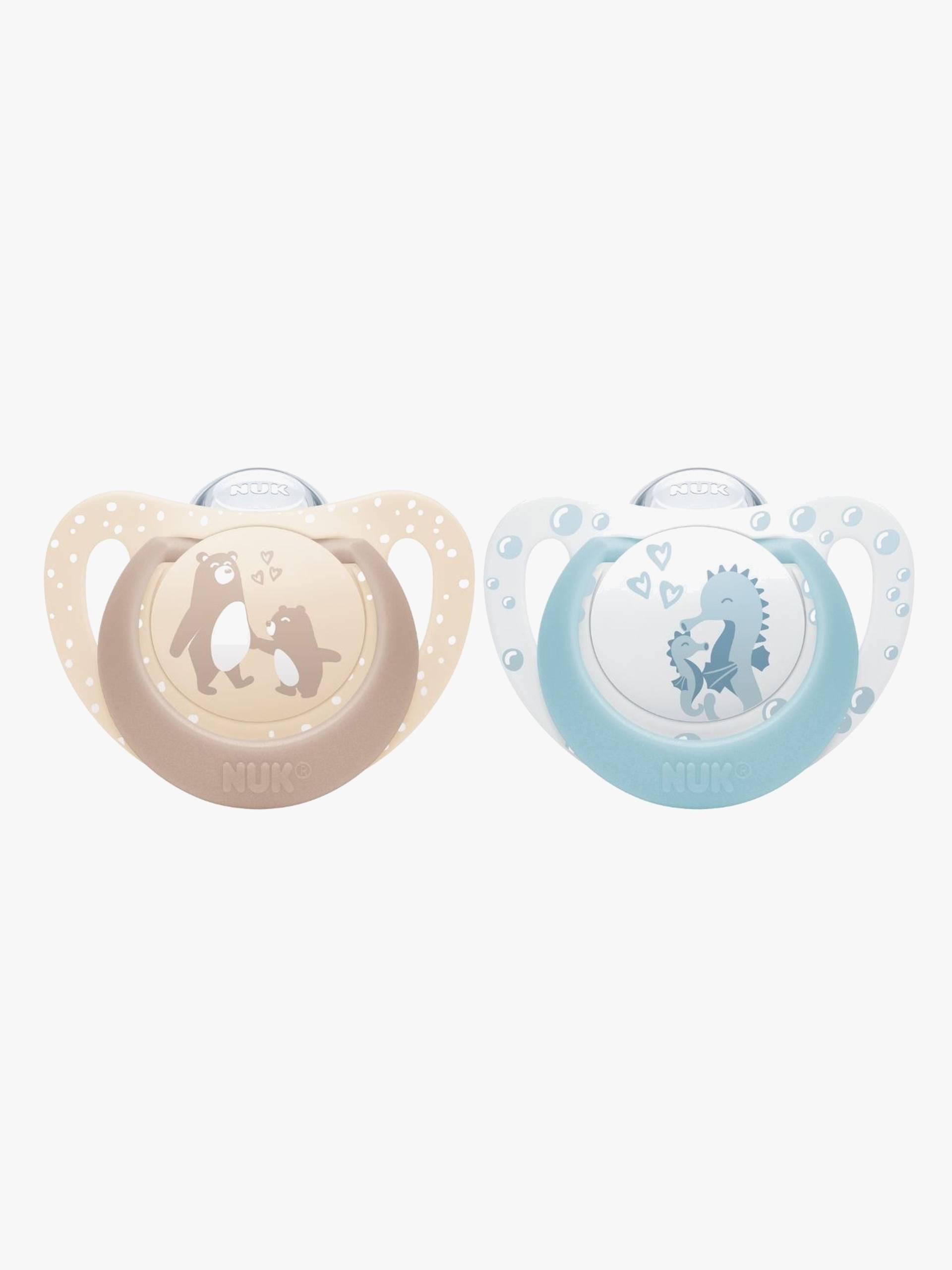 NUK First Choice Classic Schnuller 2er-Pack Größe 1, Bear/Seahorse von NUK