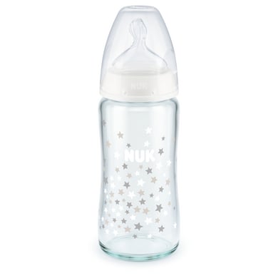 NUK Glasflasche First Choice + ab der Geburt, 240 ml weiß Sterne von NUK