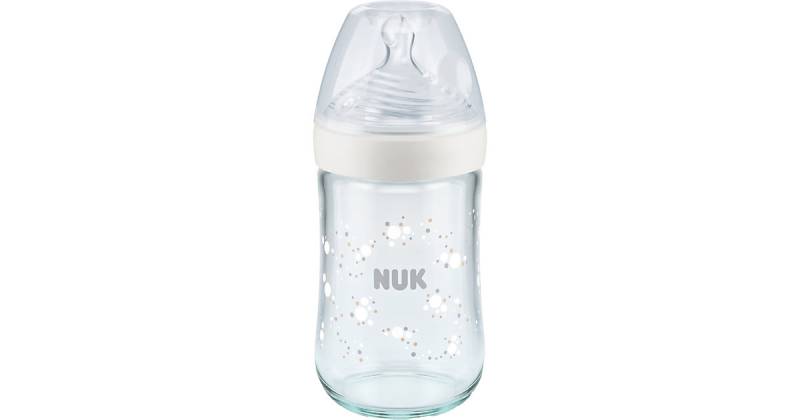 NUK Nature Sense Babyflasche aus Glas mit Temperature Control Anzeige, brustähnlicher Silikon-Trinksauger, 240 ml, weiß von NUK