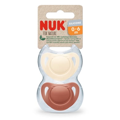 NUK Schnuller For Nature Silikon 0-6 Monate rot / creme 2er-Pack von NUK