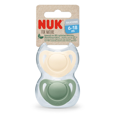 NUK Schnuller For Nature Silikon 6-18 Monate grün / creme 2er-Pack von NUK