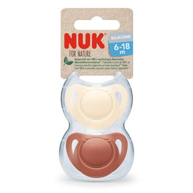 NUK Schnuller For Nature Silikon 6-18 Monate rot / creme 2er-Pack von NUK