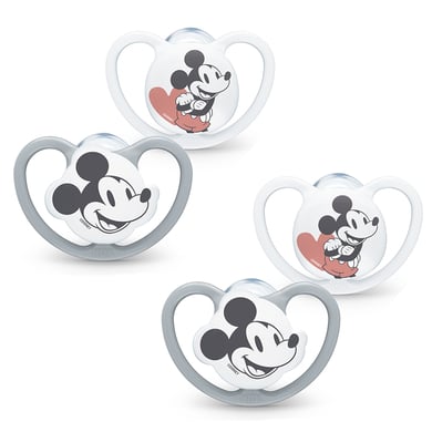 NUK Schnuller Space Disney Mickey 0-6 Monate, 4 Stk. in grau/weiß von NUK