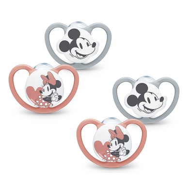 NUK Schnuller Space Disney Mickey 6-18 Monate, 4 Stk. in grau/rot von NUK