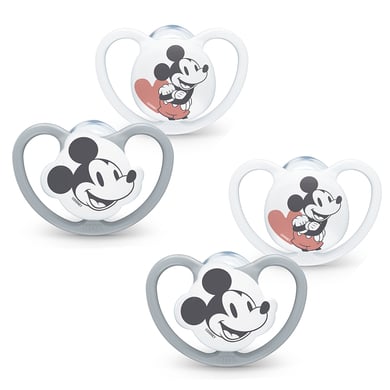 NUK Schnuller Space Disney "Mickey" 6-18 Monate, 4 Stk. in grau/weiß von NUK