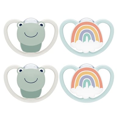 NUK Schnuller Space Silikon Gr. 1, Frosch/Regenbogen 4 Stück von NUK