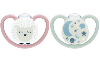 NUK Space Night Silikon-Schnuller Rosa/Mint 0-6m von NUK