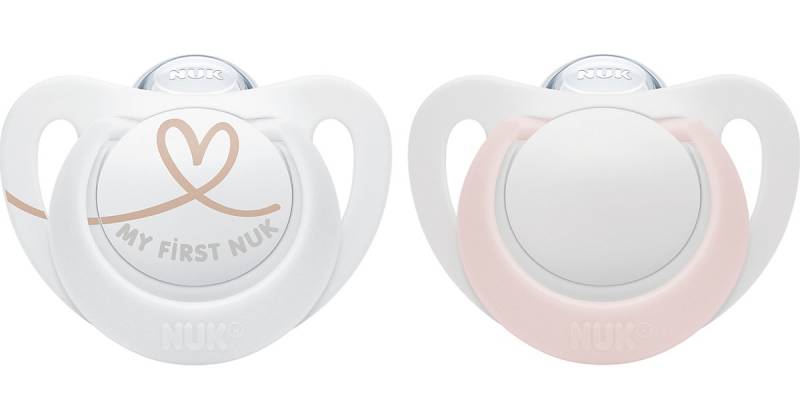 NUK Star Silikon-Schnuller, zarte Neugeborene, 0-2 Monate,  2 Stück, weiß & rosa rosa/weiß  Baby von NUK