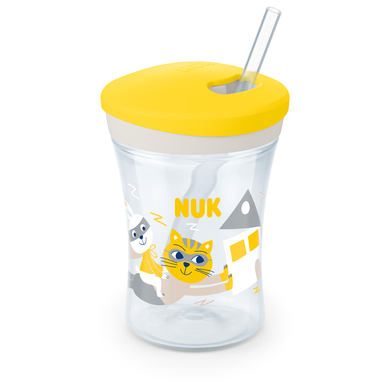 NUK Trinklernbecher Action Cup weicher Trinkhalm, auslaufsicher ab 12 Monaten gelb von NUK