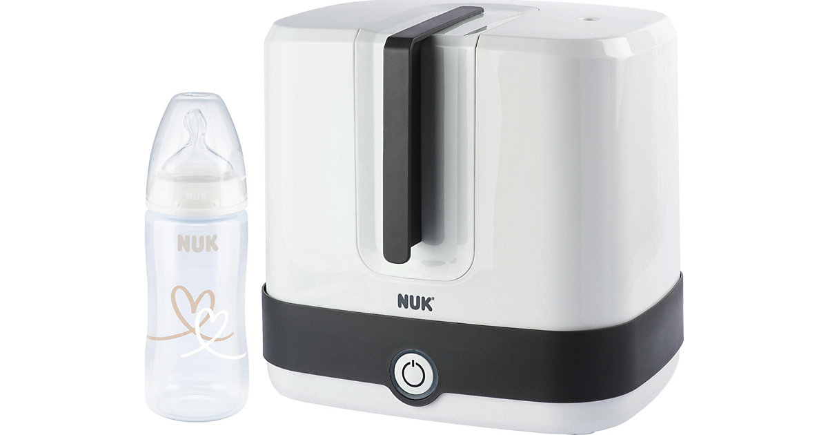 NUK Vario Express Dampf-Sterilisator, bis zu 6 Flaschen und Zubehör, desinfiziert schnell und sicher innerhalb von 6 Minuten, inklusive 1x 300ml NUK First Choice+ Babyflasche mit Temperature Con schwarz/weiß Kinder NUK Vario Express Dampf-Sterilisator, bis zu 6 Flaschen und Zubehör, desinfiziert schnell und sicher innerhalb von 6 Minuten, inklusive 1x 300ml NUK First Choice+ Babyflasche mit Temperature Con schwarz/weiß Kinder von NUK