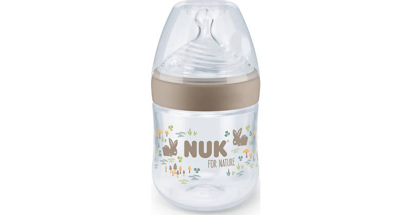 NUK for Nature Babyflasche mit Temperature Control, mit brustähnlichem Silikon-Trinksauger aus nachhaltigem Silikon, Größe S, 150 ml, 1 Stück, beige creme von NUK