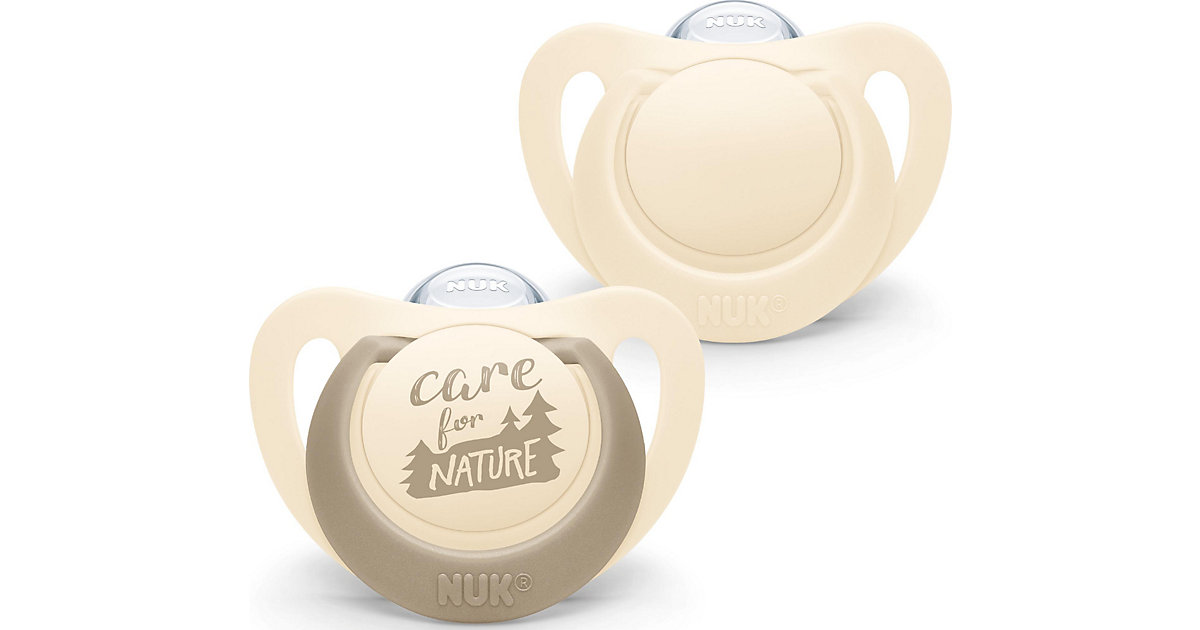 NUK for Nature Silikon-Schnuller, aus nachhaltigem Silikon, kiefergerechte Form, 0-6 Monate, 2 Stück, beige creme von NUK