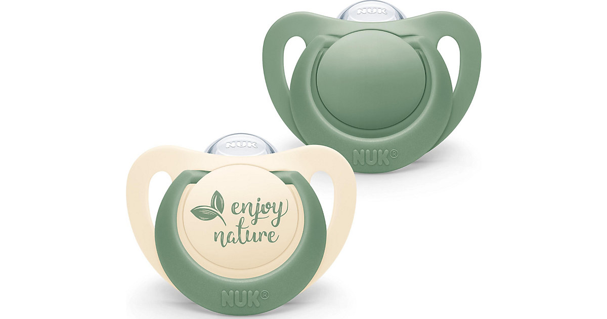NUK for Nature Silikon-Schnuller, aus nachhaltigem Silikon, kiefergerechte Form, 18-36 Monate, 2 Stück, grün NUK for Nature Silikon-Schnuller, aus nachhaltigem Silikon, kiefergerechte Form, 18-36 Monate, 2 Stück, grün von NUK