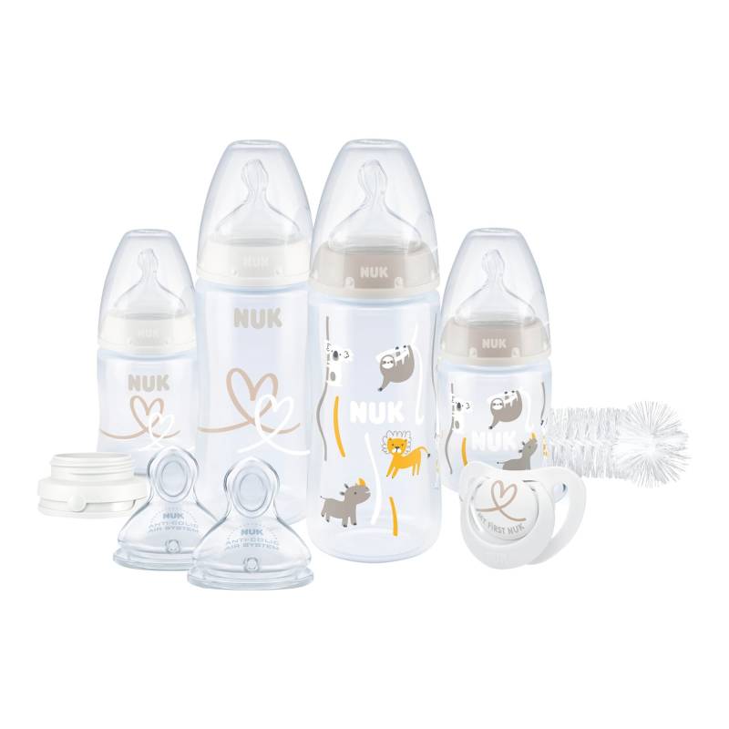 Nuk 9-tlg. Babyflaschen-Set First Choice Plus Temperature Control, Anti-Kolik-Weithals, 150-300ml, 0-6M von NUK