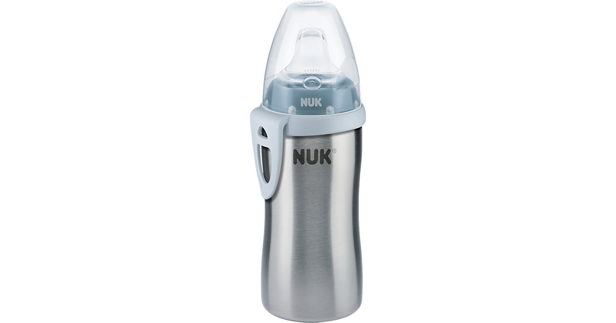 NUK Active Cup Edelstahl, Flaschenkörper aus hochwertigem Edelstahl, 1 Stück, 215ml Inhalt, blau Gr. 210 von NUK