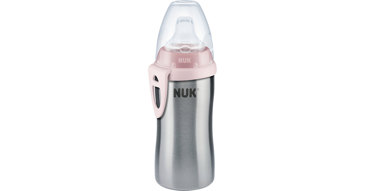 NUK Active Cup Edelstahl, Flaschenkörper aus hochwertigem Edelstahl, 1 Stück, 215ml Inhalt, rosa Gr. 210 von NUK