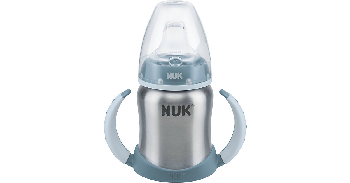 NUK Learner Cup Edelstahl, Flaschenkörper aus hochwertigem Edelstahl, langlebig und hygienisch, 125ml, blau von NUK