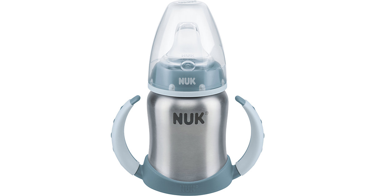 NUK Learner Cup Edelstahl, Flaschenkörper aus hochwertigem Edelstahl, langlebig und hygienisch, 125ml, blau NUK Learner Cup Edelstahl, Flaschenkörper aus hochwertigem Edelstahl, langlebig und hygienisch, 125ml, blau von NUK