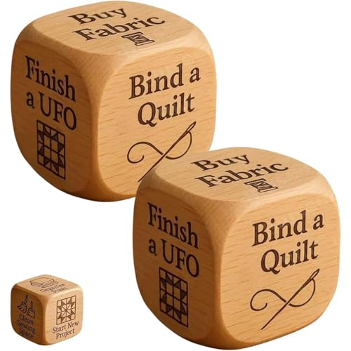 Quilters Würfel, kreative Quilters Entscheidungswürfel, hölzernen Entscheidungsieb, lustiges Nähwerkzeug für Quilters & Craft, Spaßgeschenk für Quilters (2Pcs) von NUKYEJH