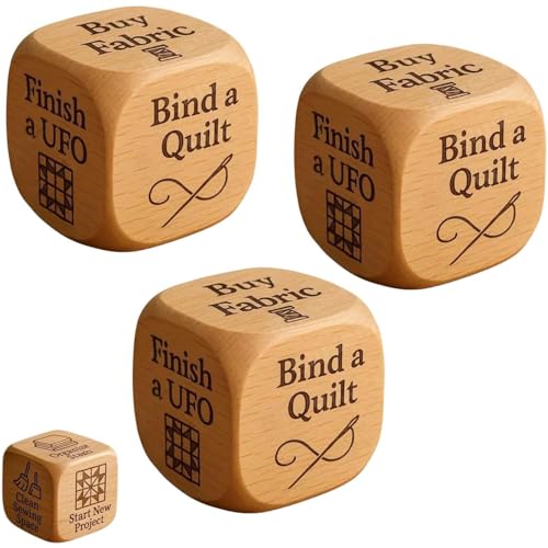 Quilters Würfel, kreative Quilters Entscheidungswürfel, hölzernen Entscheidungsieb, lustiges Nähwerkzeug für Quilters & Craft, Spaßgeschenk für Quilters (3Pcs) von NUKYEJH
