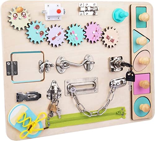 NUKied Busy Board für Kleinkinder,Holz Montessori Busy Board,Baby Pädagogisches Sensorik Spielzeug für Lernaktivitäten,Activity Board für Ab 1 2 3 4 5 Jahre Mädchen Junge von NUKied