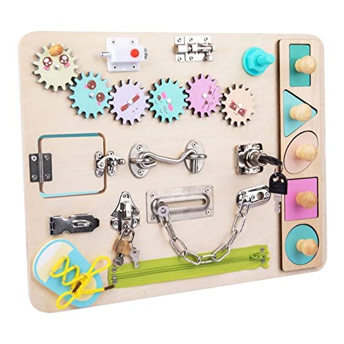 NUKied Busy Board für Kleinkinder - Holz Montessori Pädagogisches Sensorik Spielzeug für Lernaktivitäten - Activity Board für 1-5 Jahre Mädchen und Jungen von NUKied