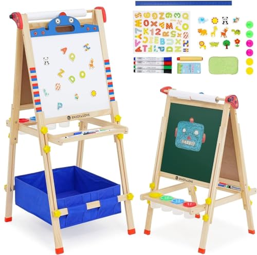 NUKied Kinder Spiel-Tafel aus Holz| 3-in-1-Kinderstaffelei mit Papierrolle, Höhenverstellbare Kunststaffelei, Magnetische Tafel und Whiteboard für Kinder, Kleinkinder, Geburtstags NUKied Kinder Spiel-Tafel aus Holz| 3-in-1-Kinderstaffelei mit Papierrolle, Höhenverstellbare Kunststaffelei, Magnetische Tafel und Whiteboard für Kinder, Kleinkinder, Geburtstags von NUKied