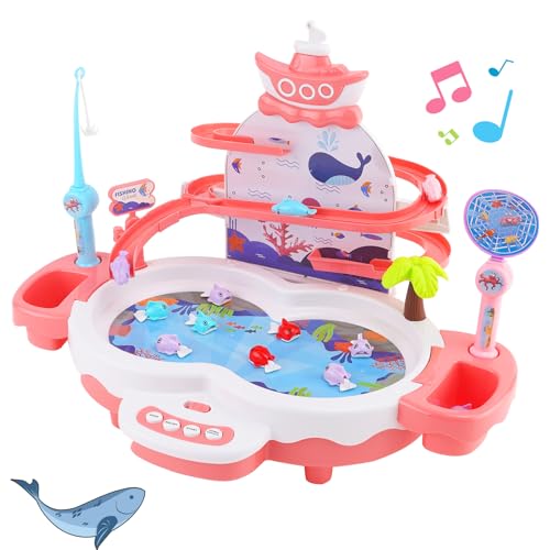 NUKied Magnetisches Angelspielzeug Set,Musikspielzeug Angelset,Kinder Angelspiel Elektrospielzeug mit Gleitbahn und Musikgeschichte,10 Fish,Lernspielzeug Geschenk für Jungen und Mädchen ab 3 Jahren NUKied Magnetisches Angelspielzeug Set,Musikspielzeug Angelset,Kinder Angelspiel Elektrospielzeug mit Gleitbahn und Musikgeschichte,10 Fish,Lernspielzeug Geschenk für Jungen und Mädchen ab 3 Jahren von NUKied