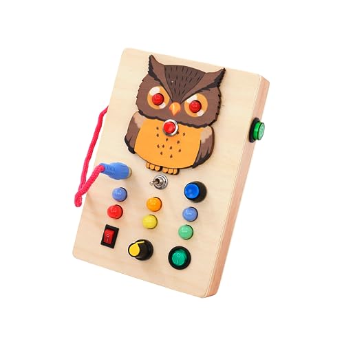Montessori Busy Board Activity Board ab 1 Jahr Montessori Holzspielzeug mit 8 LEDLichtschalterspielzeug Sensorisches Activity Board Sensorik Spielzeug ab 1 2 3 4 Jahre von NUKied