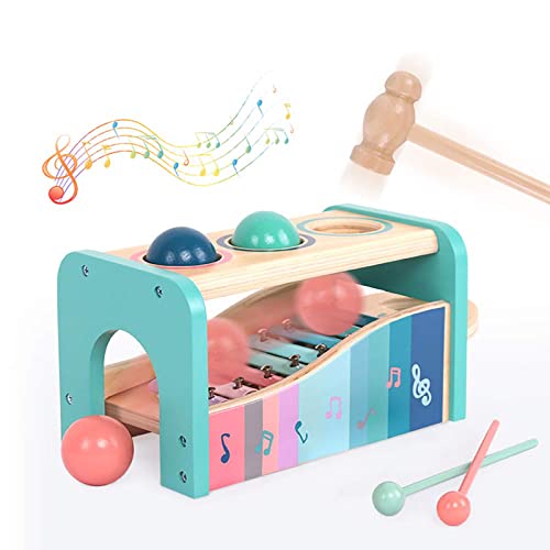 NUKied Xylophon und Hammerspiel Spielzeug mit Xylophon| Montessori Pädagogische Spielzeug ab 1 Jahr|Multifunktional Musikspielzeug fur Kinder Baby 1 2 3 Jahre (Xylophon-Upgrade) von NUKied