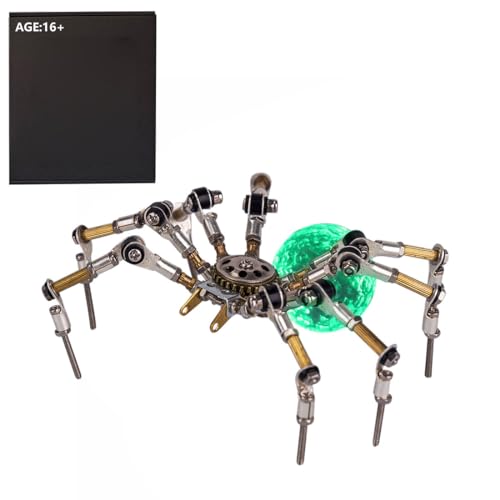 3D Metall Puzzle Spinne Modell, mit 3CM leuchtender LED-Kristallkugel, 270 Teile Mechanische 3D Steampunk Puzzle DIY Montage-Kit Desk Ornament Bausatz Spielzeug für Erwachsene von NULA
