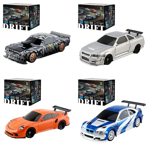 NULA 1/43 Mini RC Drift Car, 15 Km/h 2,4 GHz 4WD Ferngesteuert Auto Elektrisches Sport Renn-Driftauto mit LED-Leuchten, Hochgeschwindigkeits Fahrzeug mit für Erwachsene – RTR-Version von NULA