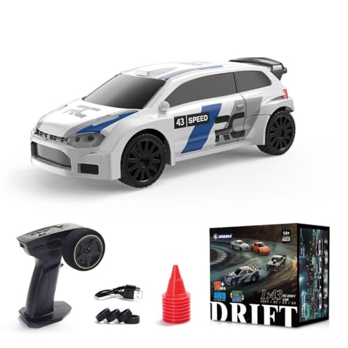 NULA 1/43 Mini RC Drift Car, 15 Km/h 2,4 GHz 4WD Ferngesteuert Auto Elektrisches Sport Renn-Driftauto mit LED-Leuchten, Hochgeschwindigkeits Fahrzeug mit für Erwachsene – RTR-Version von NULA