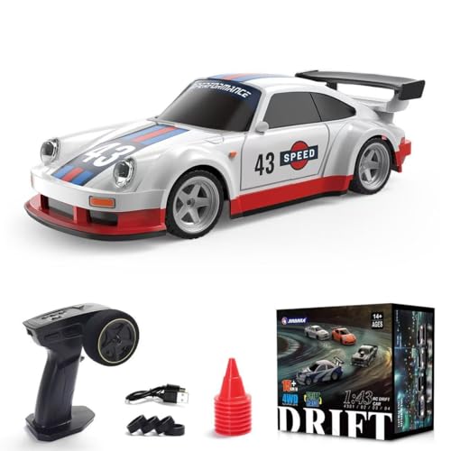NULA 1/43 Mini RC Drift Car, 15 Km/h 2,4 GHz 4WD Ferngesteuert Auto Elektrisches Sport Renn-Driftauto mit LED-Leuchten, Hochgeschwindigkeits Fahrzeug mit für Erwachsene – RTR-Version von NULA
